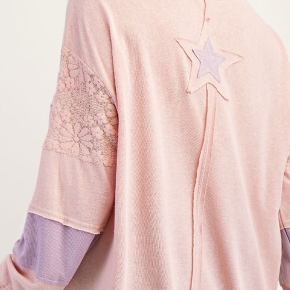 Easel Pink Oversized Long Sleeve Tee Shirt - Picture 5 of 6